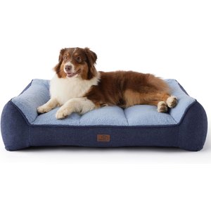 Bedsure Sherpa Sofa Dog Bed with Washable Removable Cover, Navy, Large