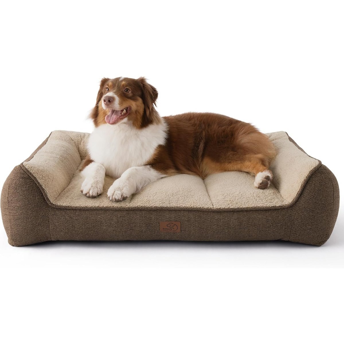 Bedsure SupportMax Orthopedic Waterproof Removable Cover Dog Sofa Bed, Brown, Medium