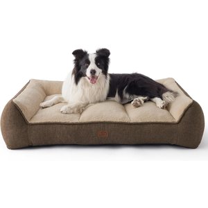 Bedsure Sherpa Sofa Dog Bed with Washable Removable Cover, Brown, Large Plus