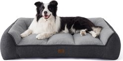 Bedsure Sherpa Sofa Dog Bed with Washable Removable Cover, Grey, Large Plus