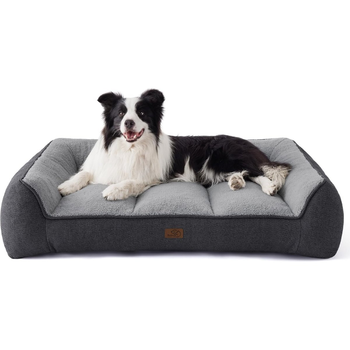 Bedsure SupportMax Orthopedic Waterproof Removable Cover Dog Sofa Bed, Grey, Large Plus