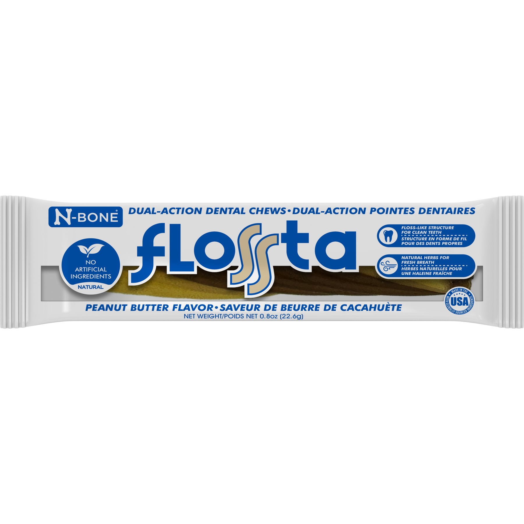 N-Bone FLOSSta Dual Action Peanut Butter Flavor Dental Dog Chews, 1 count