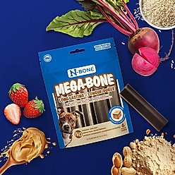 N-Bone Mega-Bone Long-Lasting Chicken Free Peanut Butter & Jelly Flavor Adult Dental Dog Chew, 16.8-oz bag, 6 count slide 2 of 9