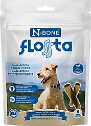 N-Bone FLOSSta Dual Action Peanut Butter Flavor Dental Dog Chews, 8 count