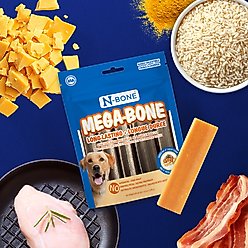 N-Bone Mega-Bone Long-Lasting Rawhide-Free Mac n' Cheese Flavor Adult Dental Dog Chew, 16.8-oz bag, 6 count slide 2 of 9