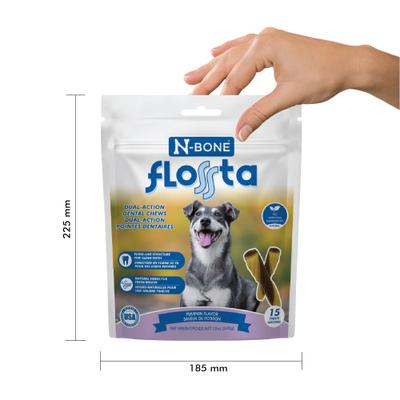 Show full view: N-Bone FLOSSta Dual Action Pumpkin Flavor Dental Dog Chews, 15 count slide 8 of 8
