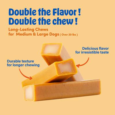Show full view: N-Bone Mega-Bone Long-Lasting Rawhide-Free Mac n' Cheese Flavor Adult Dental Dog Chew, 16.8-oz bag, 6 count slide 5 of 11
