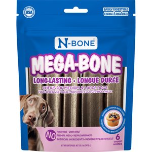 N-Bone Mega-Bone Long-Lasting Chicken Free Blueberry Pumpkin Muffin Flavor Adult Dental Dog Chew, 16.8-oz bag, 6 count