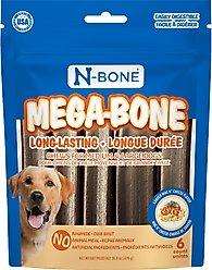 N-Bone Mega-Bone Long-Lasting Rawhide-Free Mac n' Cheese Flavor Adult Dental Dog Chew, 16.8-oz bag, 6 count