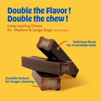 Show full view: N-Bone Mega-Bone Long-Lasting Rawhide-Free Cheese Burger Flavor Adult Dog Chew, 16.8-oz bag, 6 count slide 5 of 11