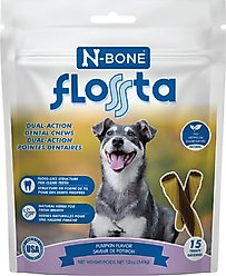 N-Bone FLOSSta Dual Action Pumpkin Flavor Dental Dog Chews, 15 count