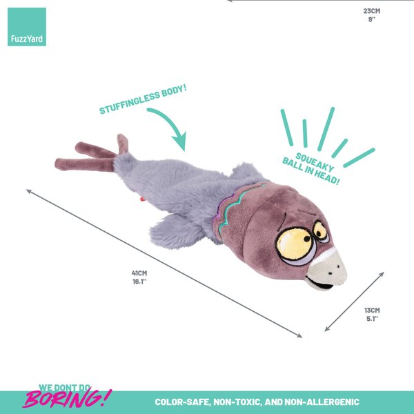 Show full view: FuzzYard Peace Out Pigeon Squeaky Stuffing-Free Plush Dog Toy slide 6 of 9