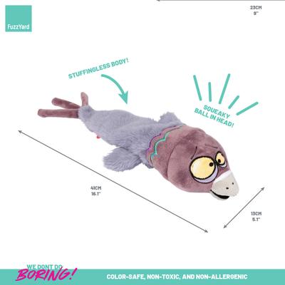 Show full view: FuzzYard Peace Out Pigeon Squeaky Stuffing-Free Plush Dog Toy slide 6 of 9