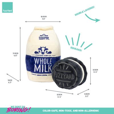 Show full view: FuzzYard Milk & Cookie Squeaky Plush Dog Toy, 2 count slide 6 of 7