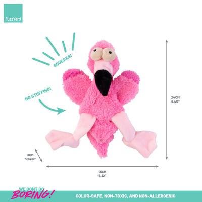 Show full view: FuzzYard Flat Out Nasties Flo The Flamingo Squeaky Stuffing-Free Plush Dog Toy slide 6 of 8