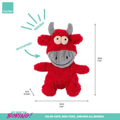 Show full view: FuzzYard Flat Out Nasties Jordan The Bull Squeaky Stuffing-Free Plush Dog Toy slide 4 of 5