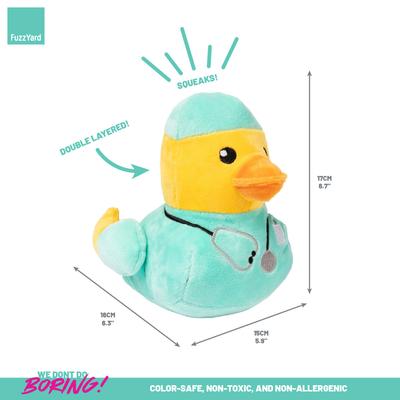 Show full view: FuzzYard Ducktor Squeaky Plush Dog Toy slide 5 of 9