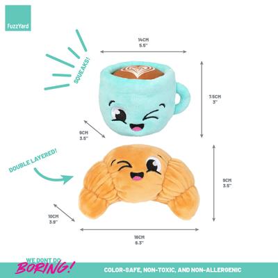 Show full view: FuzzYard Croissant & Cappuccino Squeaky Plush Dog Toy, 2 count slide 8 of 10