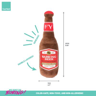 Show full view: FuzzYard Barking Beer Squeaky Plush Dog Toy slide 4 of 5