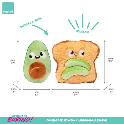 Show full view: FuzzYard Avocado & Toast Squeaky Plush Dog Toy, 2 count slide 5 of 6