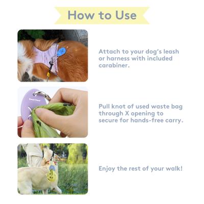 Show full view: Sweet Paws Bag Charm Hands-Free Used Dog Poop Bag Carrier, Azure & Sea Glass, 2 count slide 5 of 11