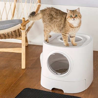 HANAMYA HANAMYA Front Entry Cat Litter Box, X-Large, 5-10 lbs