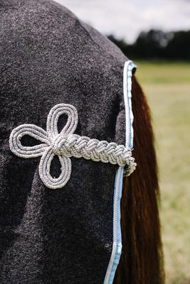 Show full view: Centaur Wool Dress Horse Cooler, Charcoal/Lt Blue/Silver, Cob slide 3 of 4