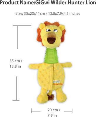 Show full view: EYS GiGwi Wild Hunter Lion Plush Dog Toy, Yellow slide 2 of 4