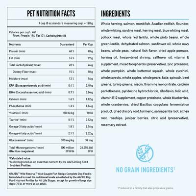 Show full view: ORIJEN Wild Reserve Wild-Caught Fish Dry Dog Food, 20-lb bag slide 8 of 12