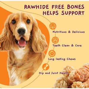Jungle Calling Chicken Wrapped Knotted Beef Tendon Bones Dog Chew, 10.6-oz