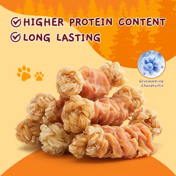 Jungle Calling Chicken Wrapped Knotted Beef Tendon Bones Dog Chew, 10.6-oz