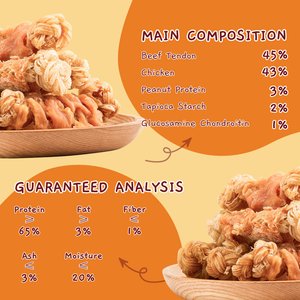 Jungle Calling Chicken Wrapped Knotted Beef Tendon Bones Dog Chew, 10.6-oz