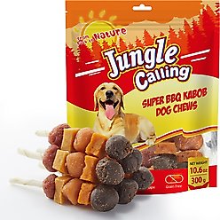 Jungle Calling Chicken, Duck, Beef, Sweet Potato & Pumpkin Rawhide Kabob Dog Treats, 10.6-oz