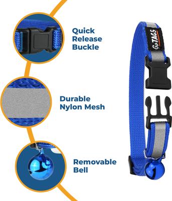 Show full view: GoTags Nylon Personalized Reflective Tag with Bell Breakaway Cat Collar, Pink slide 2 of 7