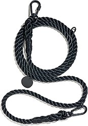 Found My Animal Adjustable Rope Dog Leash, Matte Black, Medium: 7-ft long, 3/8-in wide