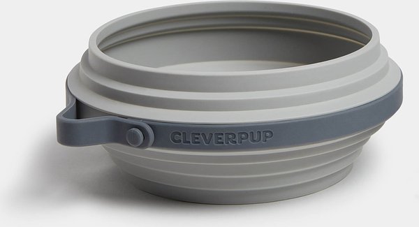 Show full view: Cleverpup Nomad Silicone Dog Bowl, Grey, Large: 4-cup slide 1 of 7