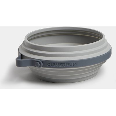 Cleverpup Cleverpup Nomad Silicone Dog Bowl, Grey, Large: 4-cup
