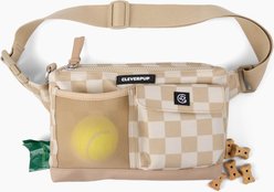 Cleverpup Dog Walk & Train Sling Bag with Poop Bag Dispenser & Treat Pocket, Checkerboard