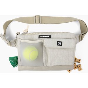 Cleverpup Dog Walk & Train Sling Bag with Poop Bag Dispenser & Treat Pocket, Sand