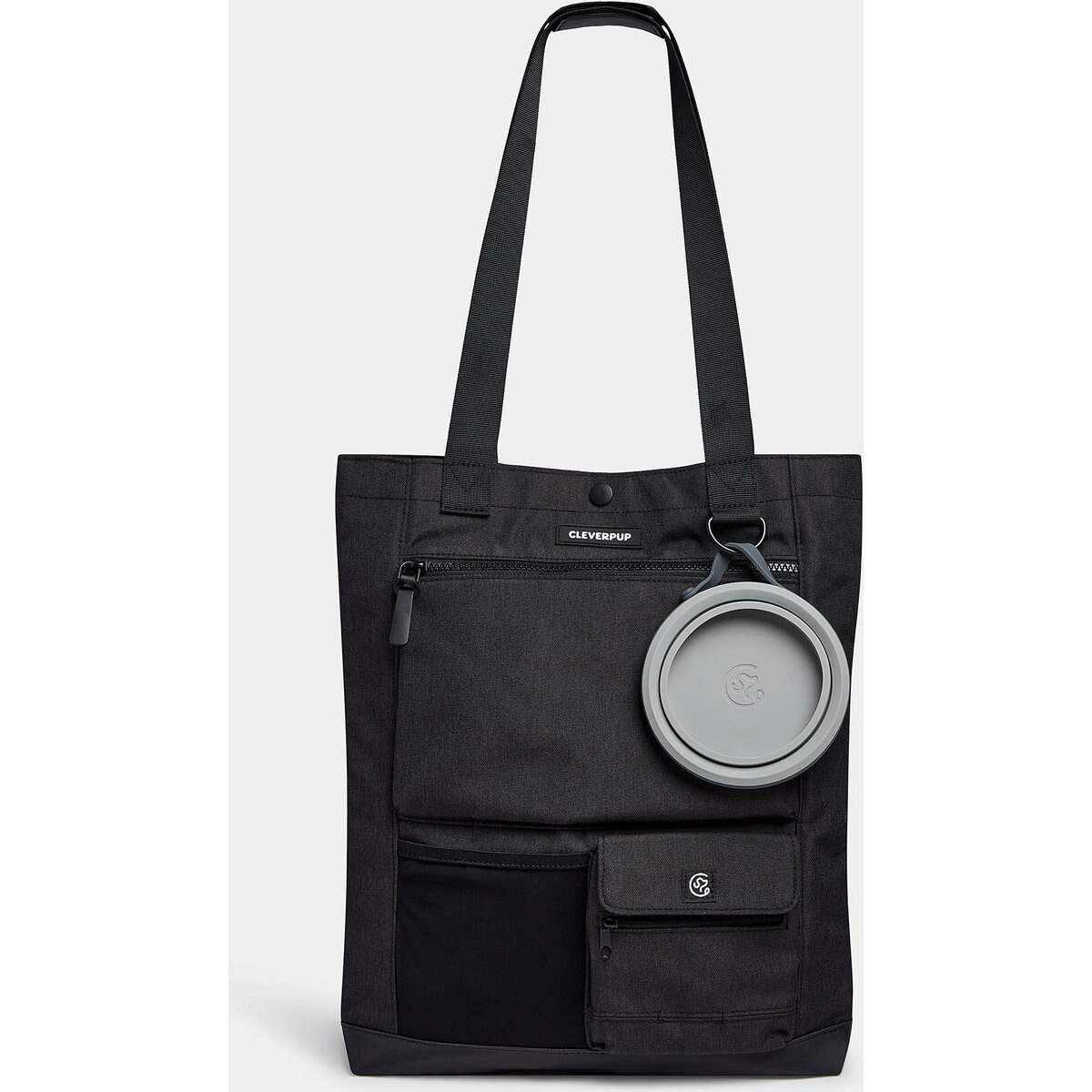 Cleverpup Park Pack 2-Piece Dog Gear Tote with Travel Bowl, Graphite