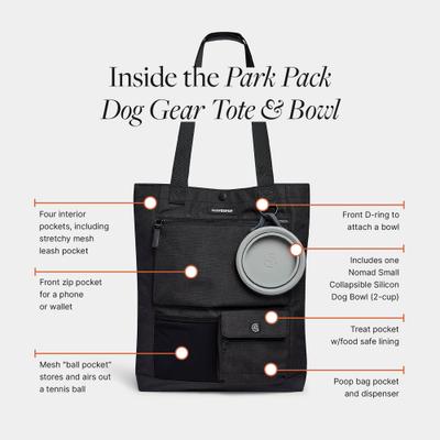 Show full view: Cleverpup Park Pack 2-Piece Dog Gear Tote with Travel Bowl, Graphite slide 3 of 8