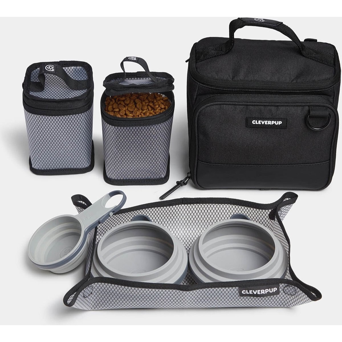Cleverpup Bistro Box 7-Piece Dog Food Travel Kit, Graphite, Small: 6-cup