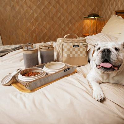 Show full view: Cleverpup Bistro Box 7-Piece Dog Food Travel Kit, Checkerboard, Large: 12-cup slide 2 of 9