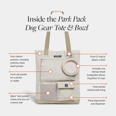 Show full view: Cleverpup Park Pack 2-Piece Dog Gear Tote with Travel Bowl, Sand slide 3 of 8