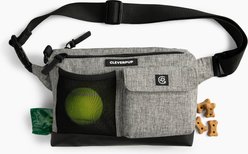 Cleverpup Dog Walk & Train Sling Bag with Poop Bag Dispenser & Treat Pocket, Heather Grey