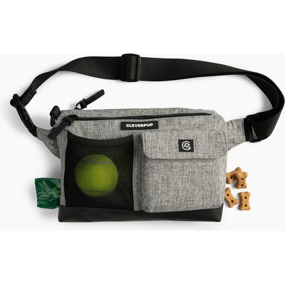 Cleverpup Cleverpup Dog Walk & Train Sling Bag with Poop Bag Dispenser & Treat Pocket, Heather Grey