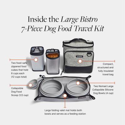 Show full view: Cleverpup Bistro Box 7-Piece Dog Food Travel Kit, Heather Grey, Small: 6-cup slide 4 of 11