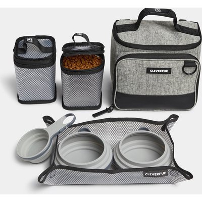 Cleverpup Cleverpup Bistro Box 7-Piece Dog Food Travel Kit, Heather Grey, Small: 6-cup