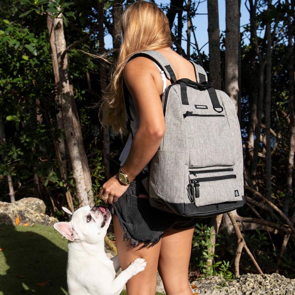 Show full view: Cleverpup Porter Dog Gear Backpack, Heather Grey slide 2 of 6