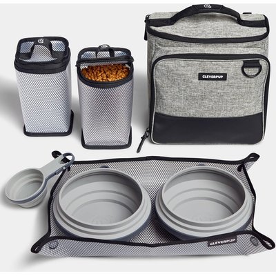 Cleverpup Cleverpup Bistro Box 7-Piece Dog Food Travel Kit, Heather Grey, Large: 12-cup